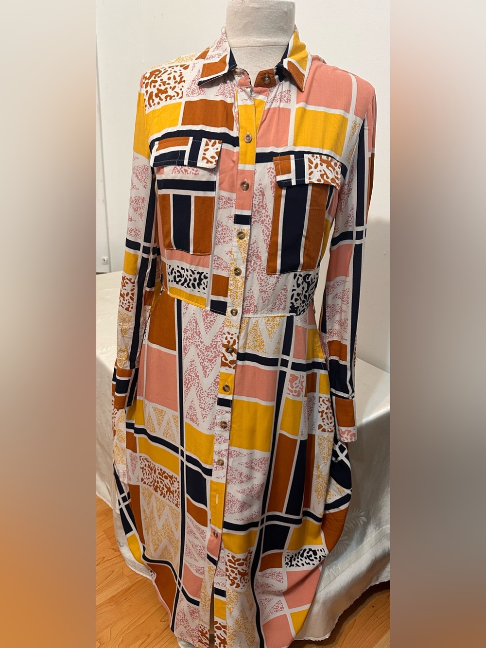 Anthropologie  Shirtdress Mod The Odells Retro Geometric Shapes Size S